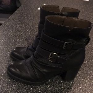 7.5 black leather booties LIKE NEW